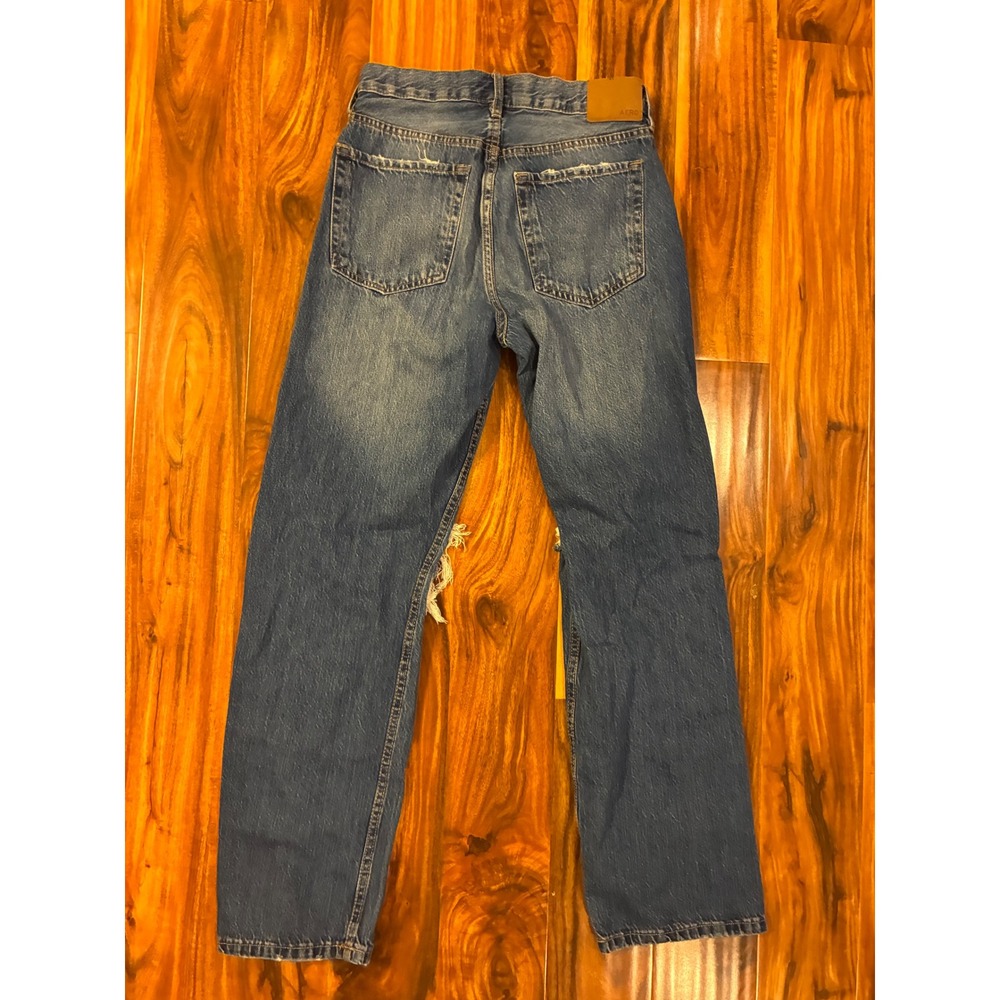 Aeropostale 90s Baggy Distressed High Waisted Wide Leg Blue Jeans Womens 4 Reg - Picture 4 of 9